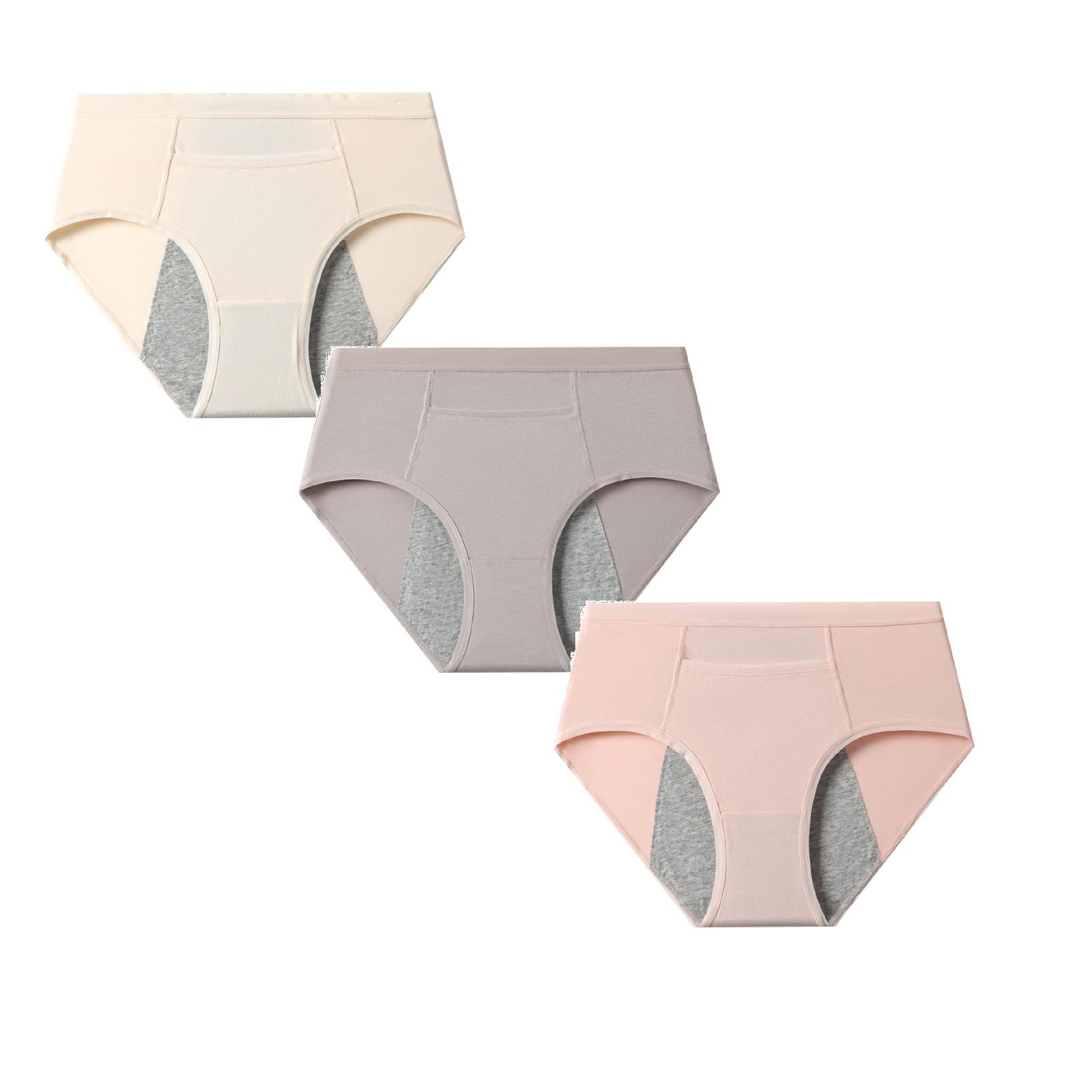 

Women s High Waist Leak Proof Period Underwear Menstrual Panties Large Coverage Breathable Soft Fabric Three Pack XXL