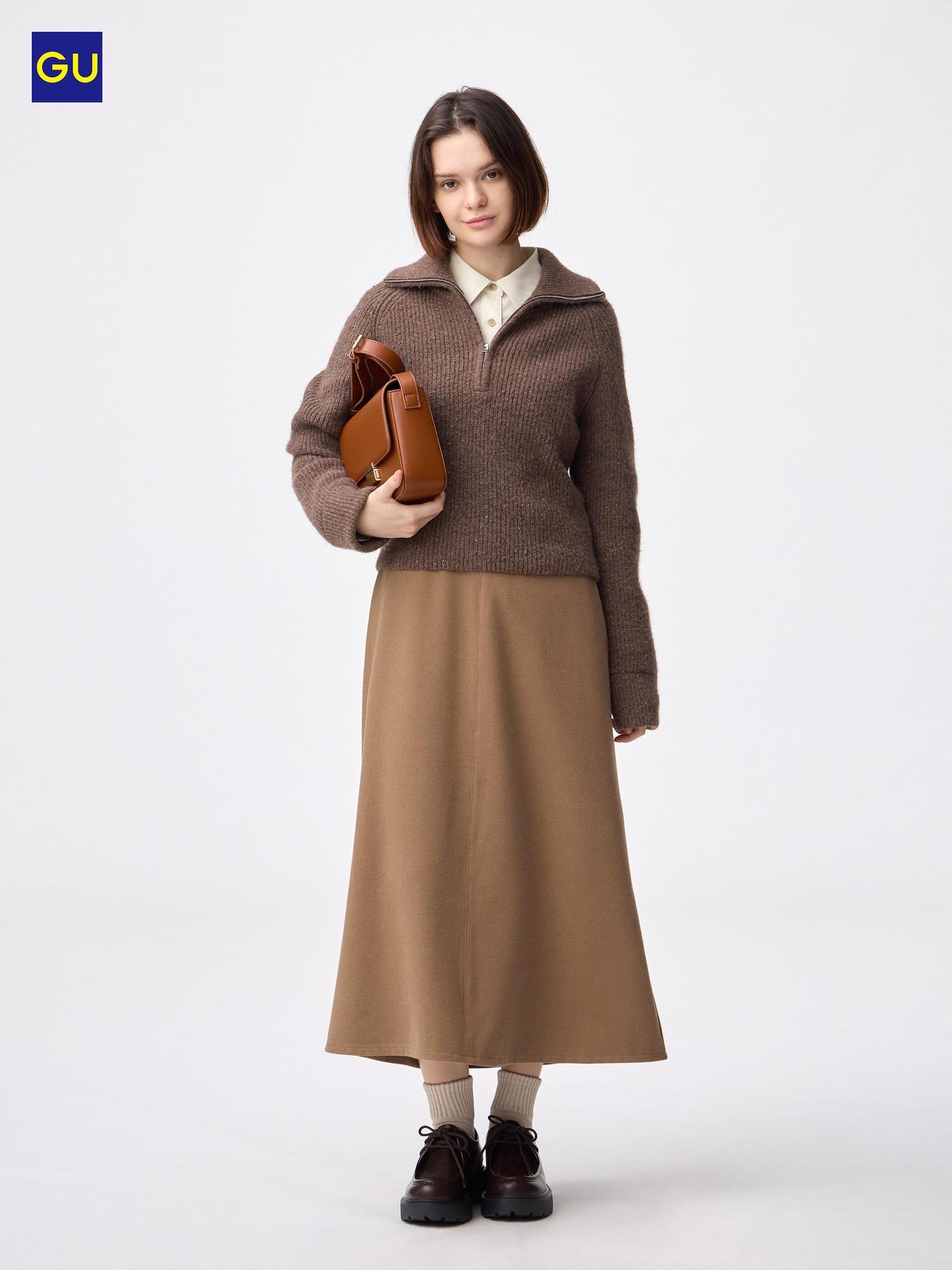 

Uniqlo Юбка-клёш с брашировкой Gu 34 BROWN/WOMEN XL