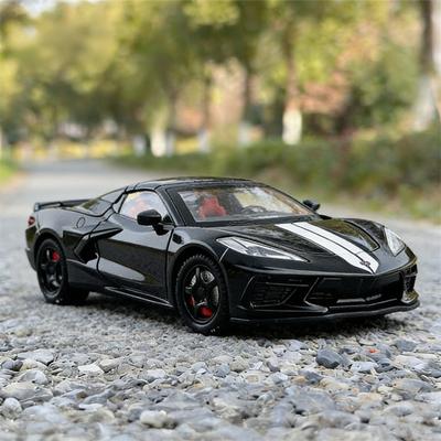 1:24 Corvette C8 R Alloy Sports Car Model Diecast Metal Simulation Track Racing Vehicles Car Model Sound and Light Kids Toy Gift
