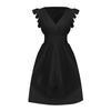 Women's Fashion Ruffle Sleeve Mid-Length V-Neck Lace Hollow Solid Color Casual Dresses
