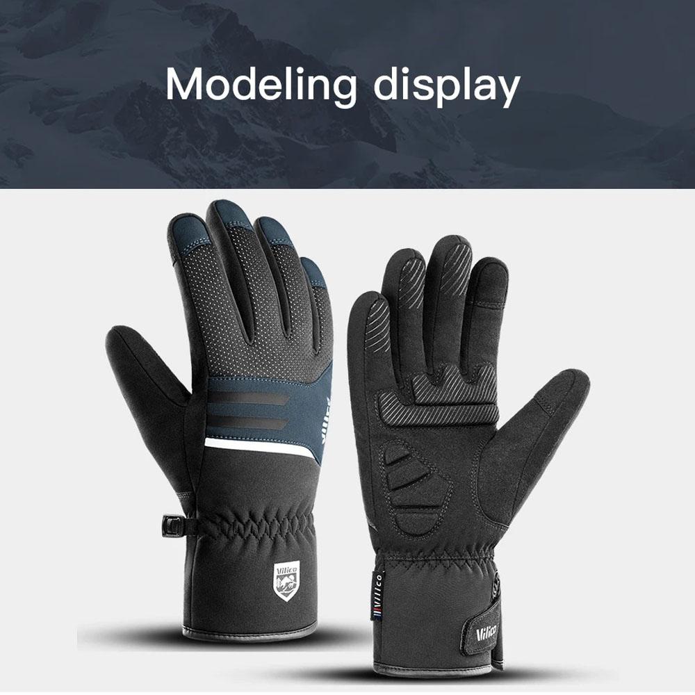 Black Winter Warm Fleece Gloves Waterproof Full Fingers Cycling Glove Outdoor Sports Running Hiking Motorcycle Snowboard Skiing Gloves Touch Screen.