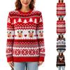Damen Rundhals Pullover Lässiger Lockerer Sitz Weihnachts Strickpullover für Feiertage und den Alltag