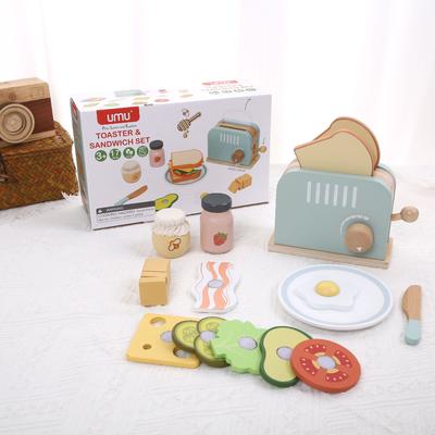 Wooden Bread Maker Suit Toy Pretend Play Food Learning Role Play Game Early Educational Toys for Toddlers Girls Boys Kids Gifts