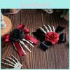 Horror Skeletal Hand Rose Hair Accessory With Plastic Material For Halloween And Cosplay