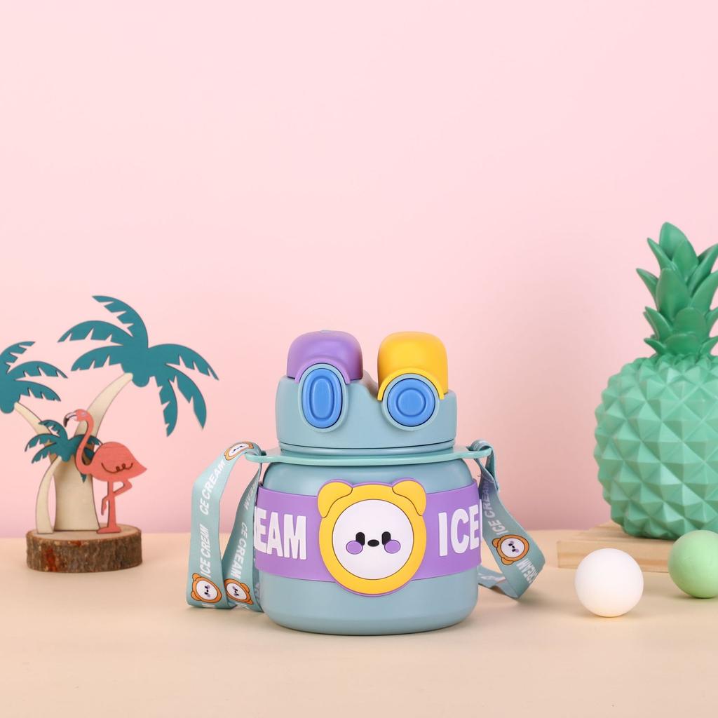 316 Stainless Steel Childrens Thermos Large-capacity Cartoon Double Drinking Cups with Straps Outdoor Activity Lightweight Active Pot