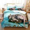 3D Cartoon Bedding Sets For Kids And Adults, Duvet Cover Set For Boys,Blue Home Textile, Cute Animal kittens, Size 140x210cm