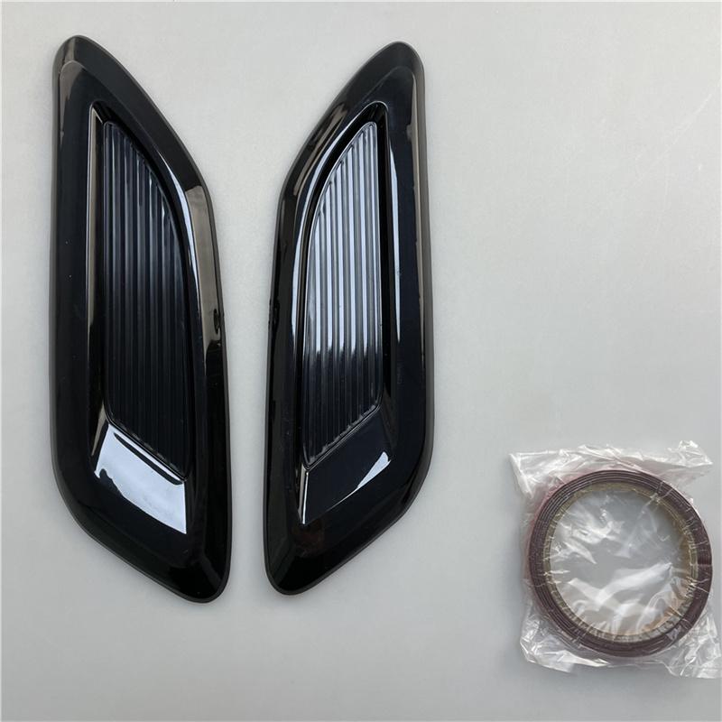 2Pcs Car Decorative Air Flow Vent Bonnet Front Hood Scoop Cover Trim Gloss Black