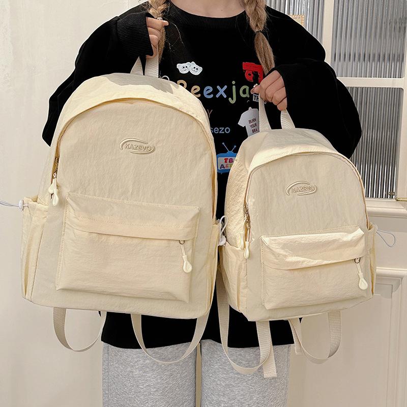 Small Fresh Literary Sense Girl Backpack Junior High School Students Solid Color Department Lightweight Versatile Schoolbag Large Capacity Backpack