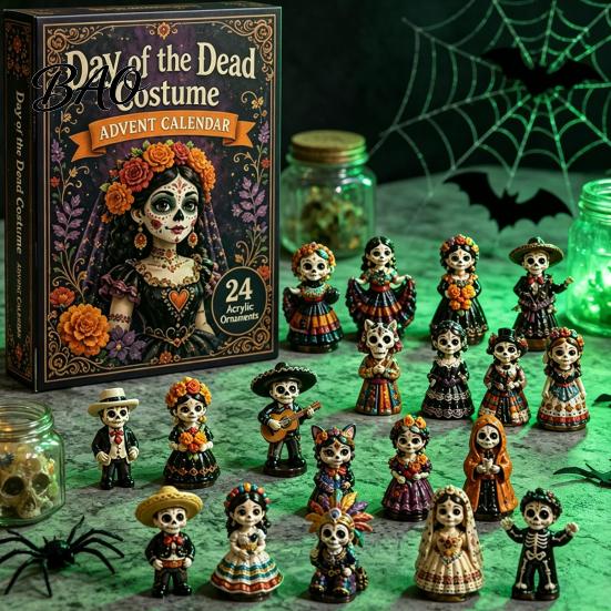 Festive Desktop Display Ornaments Day of The Dead Costume Advent Calendar 2026, 24 Days Countdown with Traditional Altar Table Decorations Pcs