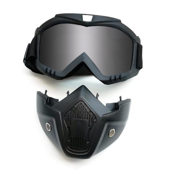 2Pcs Outdoor Cycling Goggles with Detachable Face Guard UV Protection Windproof Men Skiing Snowboarding Motorcycle Bike Sports Glasses