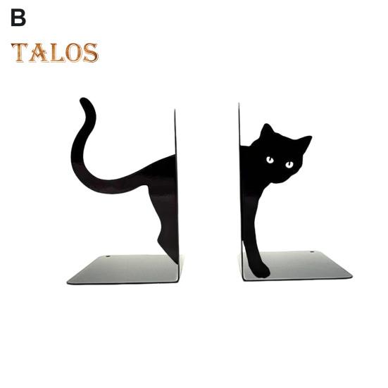 1 Pair Metal Bookends Whimsical Cat Design Decorative Bookends Rounded Edges Book Holders Office Library Decoration