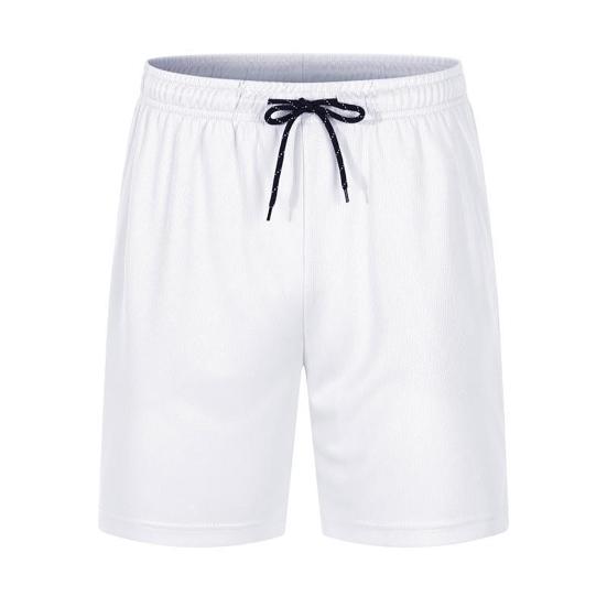 Men Shorts Elastic Waist Adjustable Drawstring Wide Leg Shorts with Pockets Solid Color Beach Casual Shorts