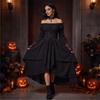 Damska Średniowieczna Renesansowa Gotycka Sukienka Odkrywająca Ramiona Korsetowa Talia Długi Rękaw Rozszerzany Rękaw Warstwowy Dół Styl Vintage Kostium Sukienka na Halloween