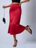 Women's Satin Silk Fishtail Midi Skirt - Autumn Collection