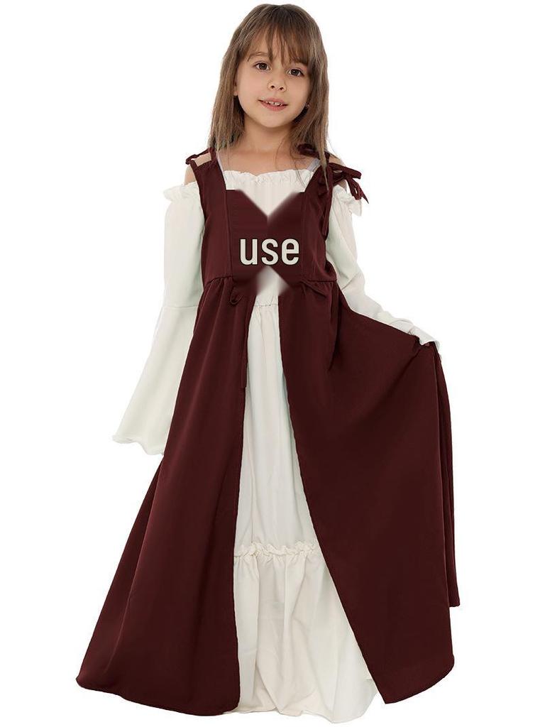 European & American Square Neck Lace-Up Corset Medieval Renaissance Costume Dress