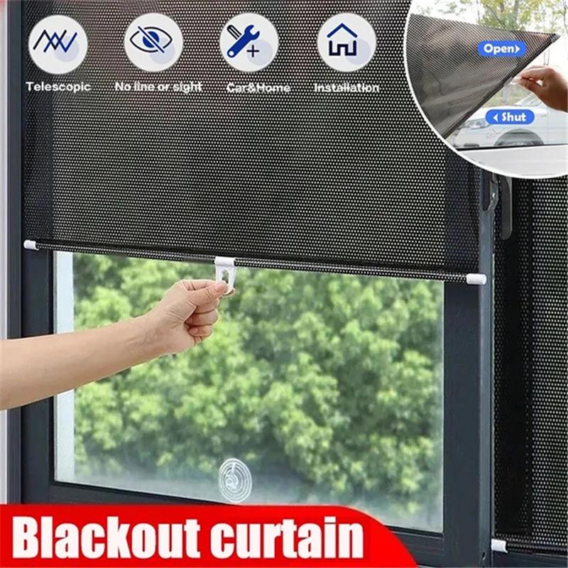 Retractable Shading Curtain Car Auto Side Window Roll Curtain Household Living Rooms Sun Shading Rolling Blinds Windshield Cover