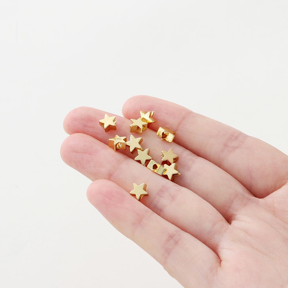 20pcs/lot 14K/18K Gold Color Plated Star Shape Beads Bracelet Spacer Beads for DIY Jewelry Necklace Decorate Making Supplies