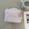 Adorable Blue Cartoon Makeup Bag: Mini Pure Cotton Coin and Earphone Pouch, Lipstick Carrier, Portable Storage.