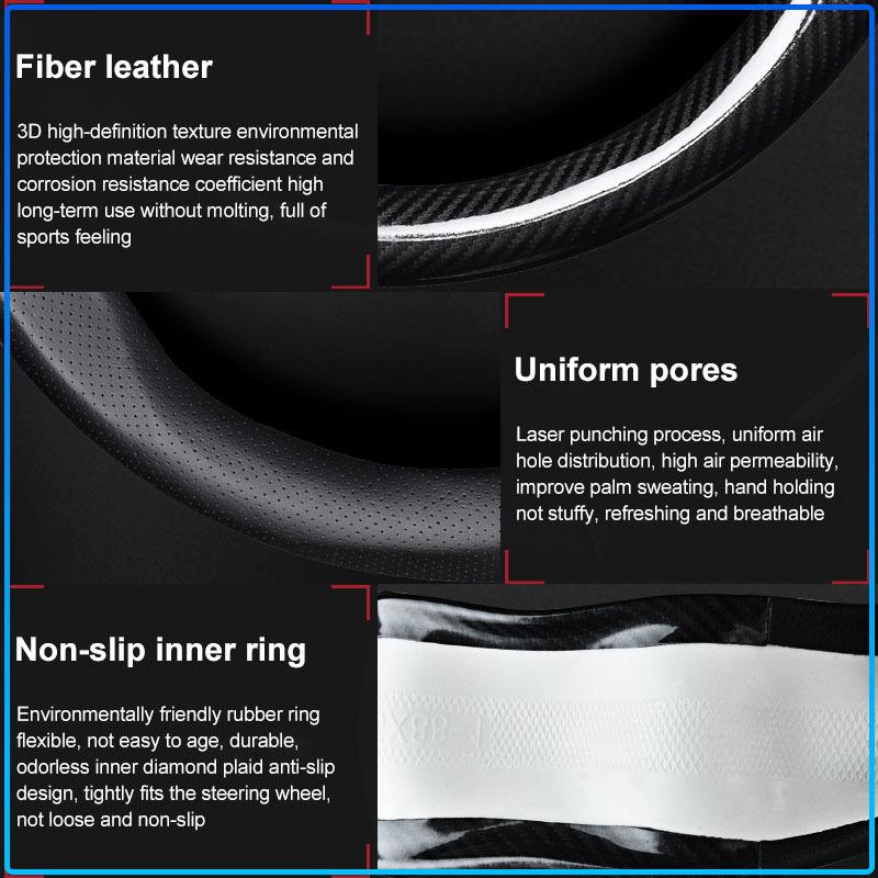 Coprivolante per Auto Traspirante Antiscivolo in Pelle PU Coprivolante per BMW Serie M Performance 1 3 5 7 M3 M4 M5 M6 X1 X3 X5 X6 X7 E30 E34 E36 E4