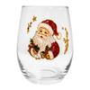 Christmas Glass Art Cup 2D Santa Snowman Pattern Drinking Cup for Cocktails Whiskey Wine Glasses Unique Holiday Glassware Gift
