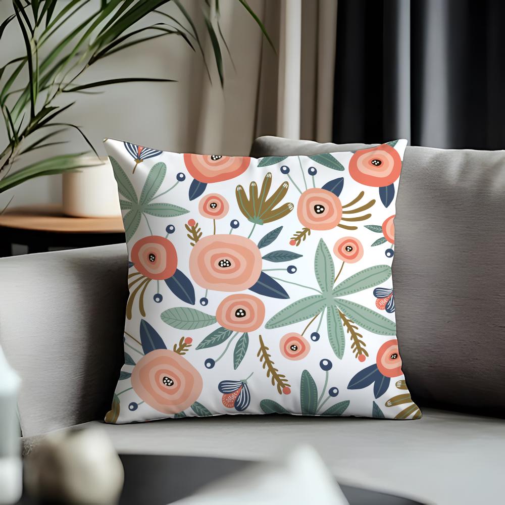 Fashion FFloraling Cushion Cover Antidustmite Pillowcase Invisible Zipper Silky Short Plush Sofa Cushion Cover