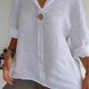 2025 European Summer V-Neck Cotton Linen Women's T-shirt