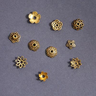50/100pcs Various Antique Gold Flower Receptacle Alloy Accessories For Jewelry Component Making DIY Charm Decoration