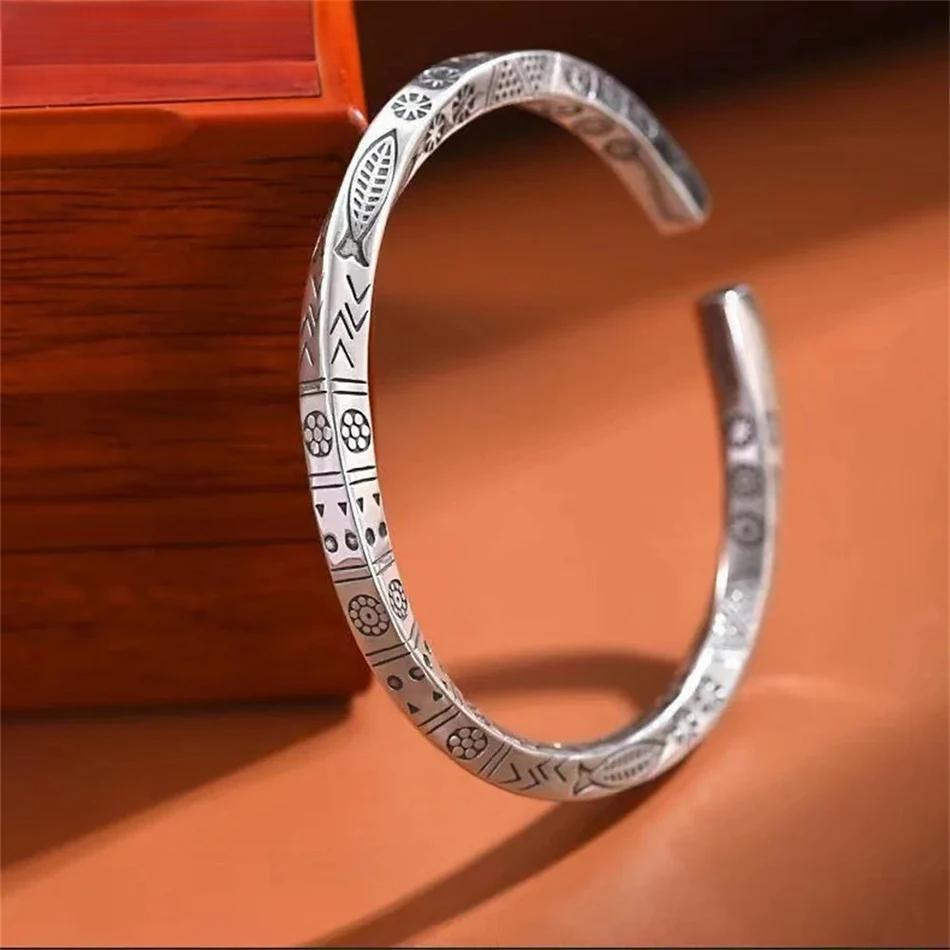 

Серебряный мужской открытый браслет Богемный браслет в виде петли Мёбиуса для женщин Тотемные модные ювелирные аксессуары