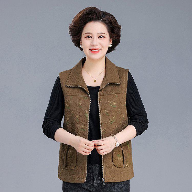 Chic Spring/Autumn Casual Shawl Vest for Middle-Aged and Elderly Women - Loose Slimming Lightweight Jacket.