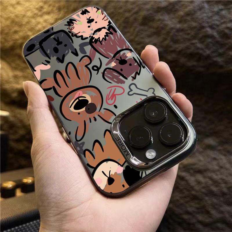 Colorful Silvery Graffiti Dog For 16 15 Cases iPhone 14 13 12 11 Pro Max Cover Funda Case Bumber