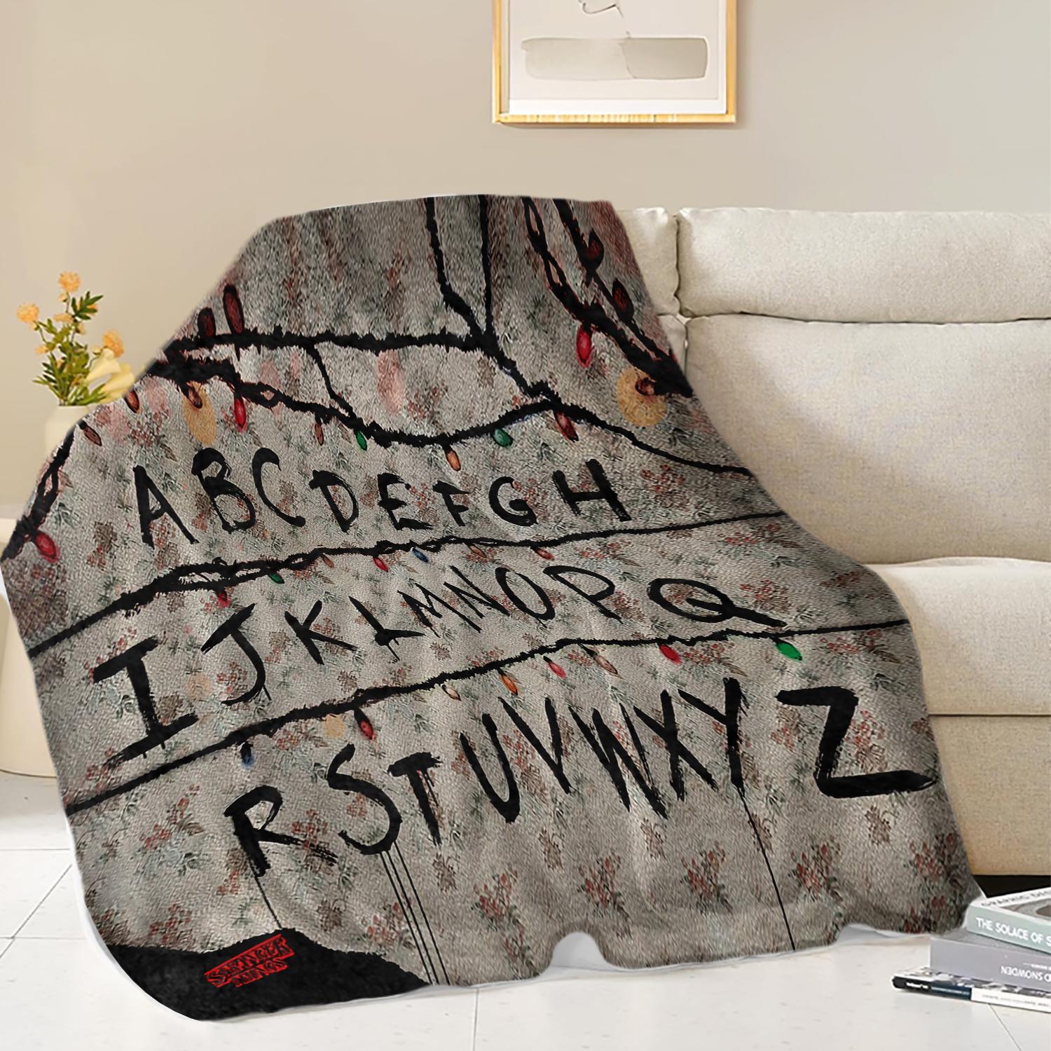 

1Pcs American Hot TV Christmas Lights Lettering Blanket Flannel Blanket Cozy Warm Soft Plush Blanket For Sofa 75x90cm