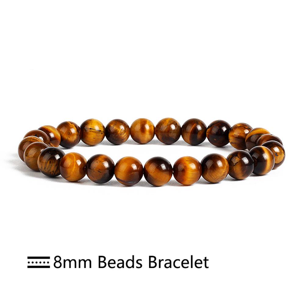 Natural Tiger Eye Stone Bracelet - Men's Minimalist Beaded Charm Bracelet