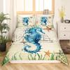 Erosebridal Mermaid Tail Comforter Cover,Kids Fish Scales Duvet Cover Twin,Girly Shell Starfish Bedding Set Ocean Life Sea Animal Bed Sets P