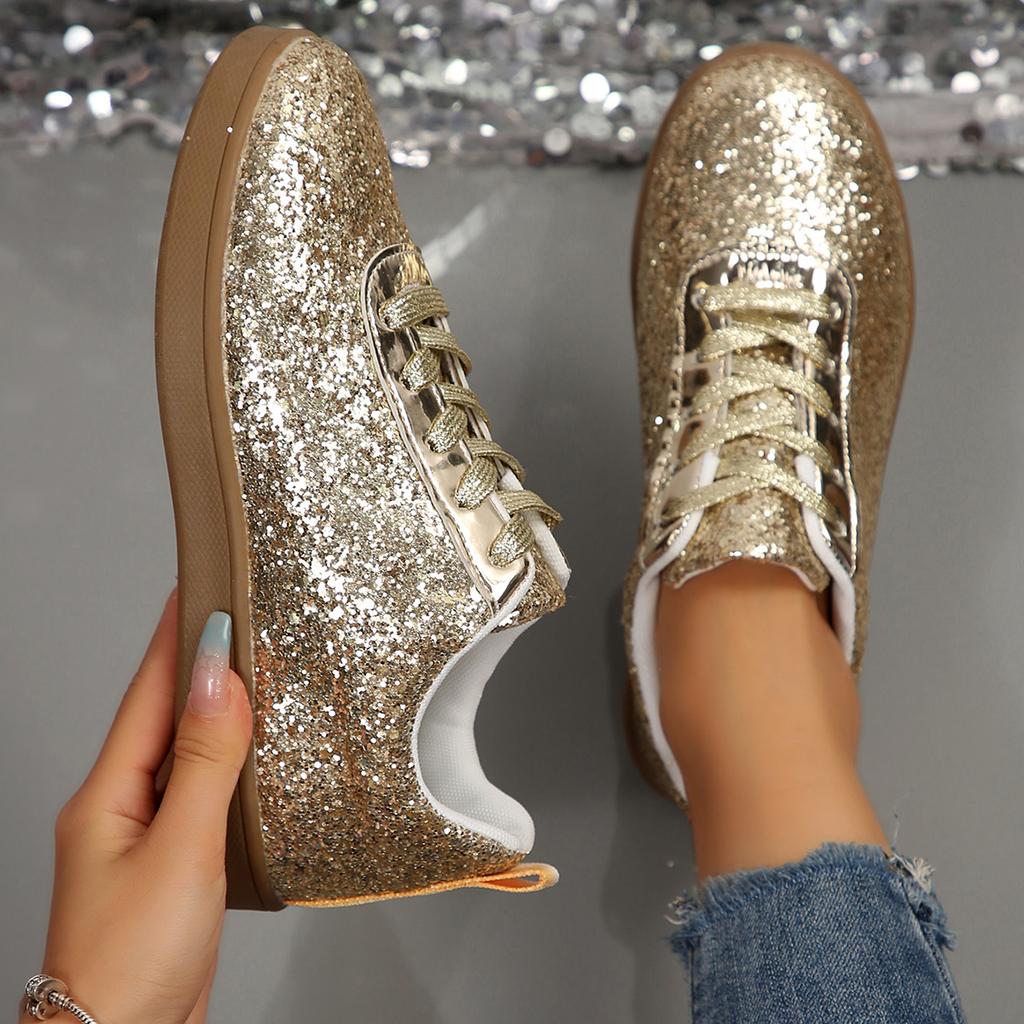 Fashion Women Flat Sneakers Mesh Lace Up Platform Sneakers Plus Size Fashion Outdoor Sneakers Woman Casual Bling Vulcanized Shoes Women