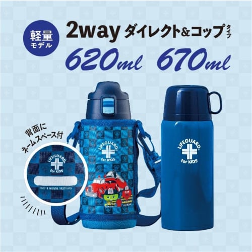 Atlas LGNW-600NV 670ml Wasserflasche, Isoliert, Kalt und Heiß, Leichtgewicht, für Kinder, Direktes Trinken, Becher enthalten, 2-Wege-Design, mit Tasche, Gachapi