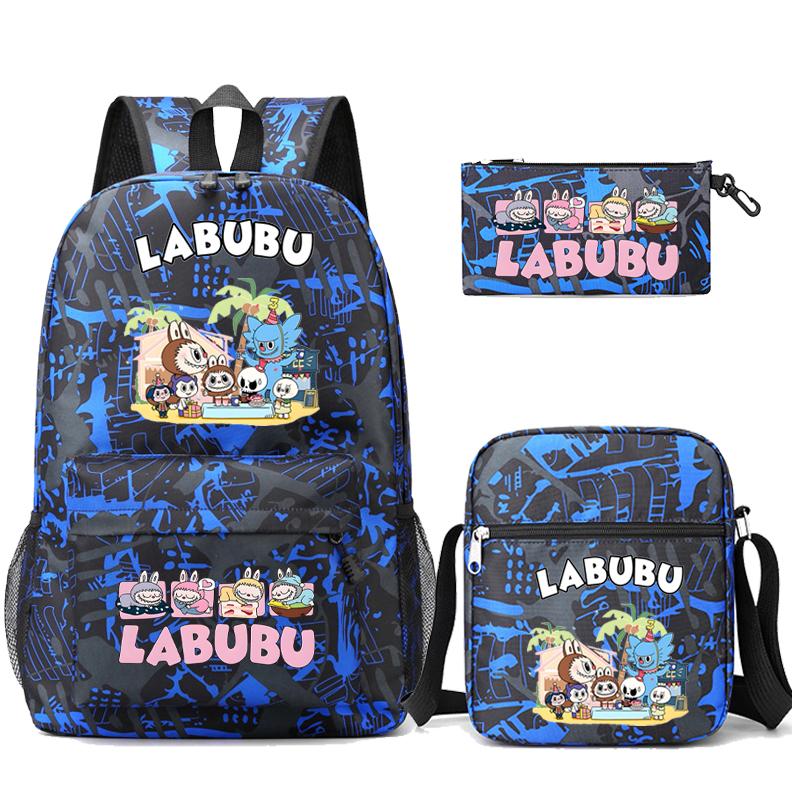 3Pcs/set Cartoon Printed Backpack Teenager Student Boy Girl Schoolbag Larger Capacity Bagpack Travel Bag Kid Gift Mochila