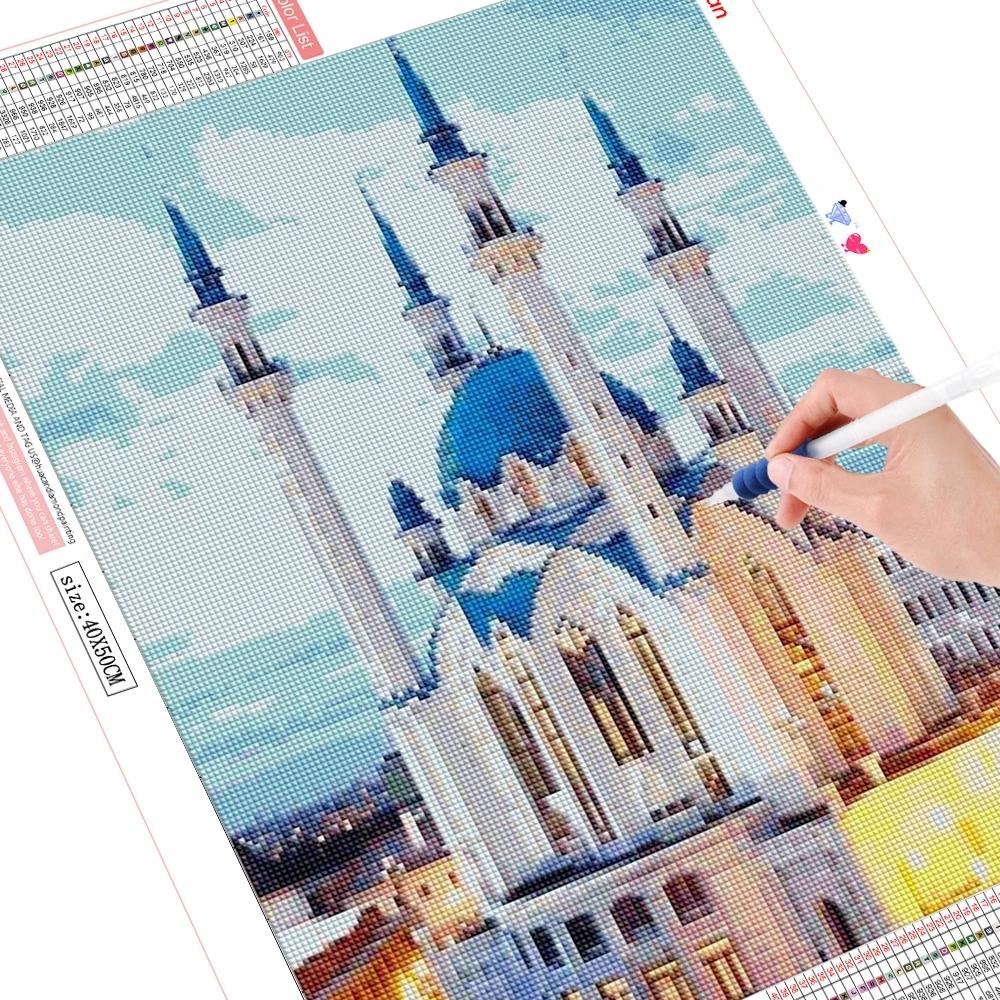 HUACAN Diy 5d Diamant Malerei Muslimischen Diamant Stickerei Kreuz Stich Tempel Strass Bilder Mosaik Dekoration Hause