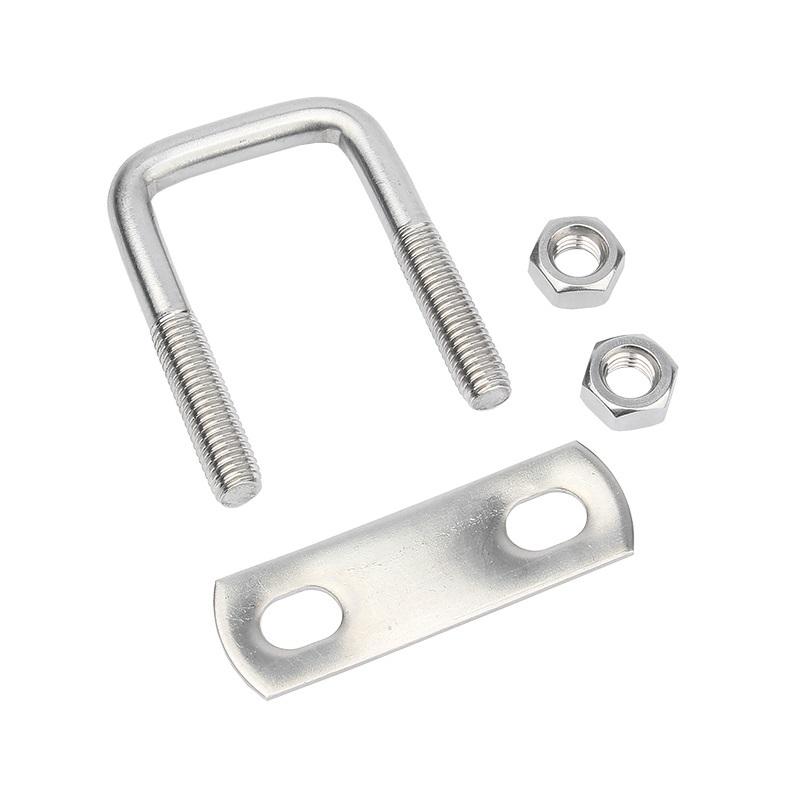 1/2 Sätze M8 M10 M12 304 Edelstahl Quadratische Klemme Rechtwinklig U-Schraubenmuttern Plattenbleche U-Bolzen Set