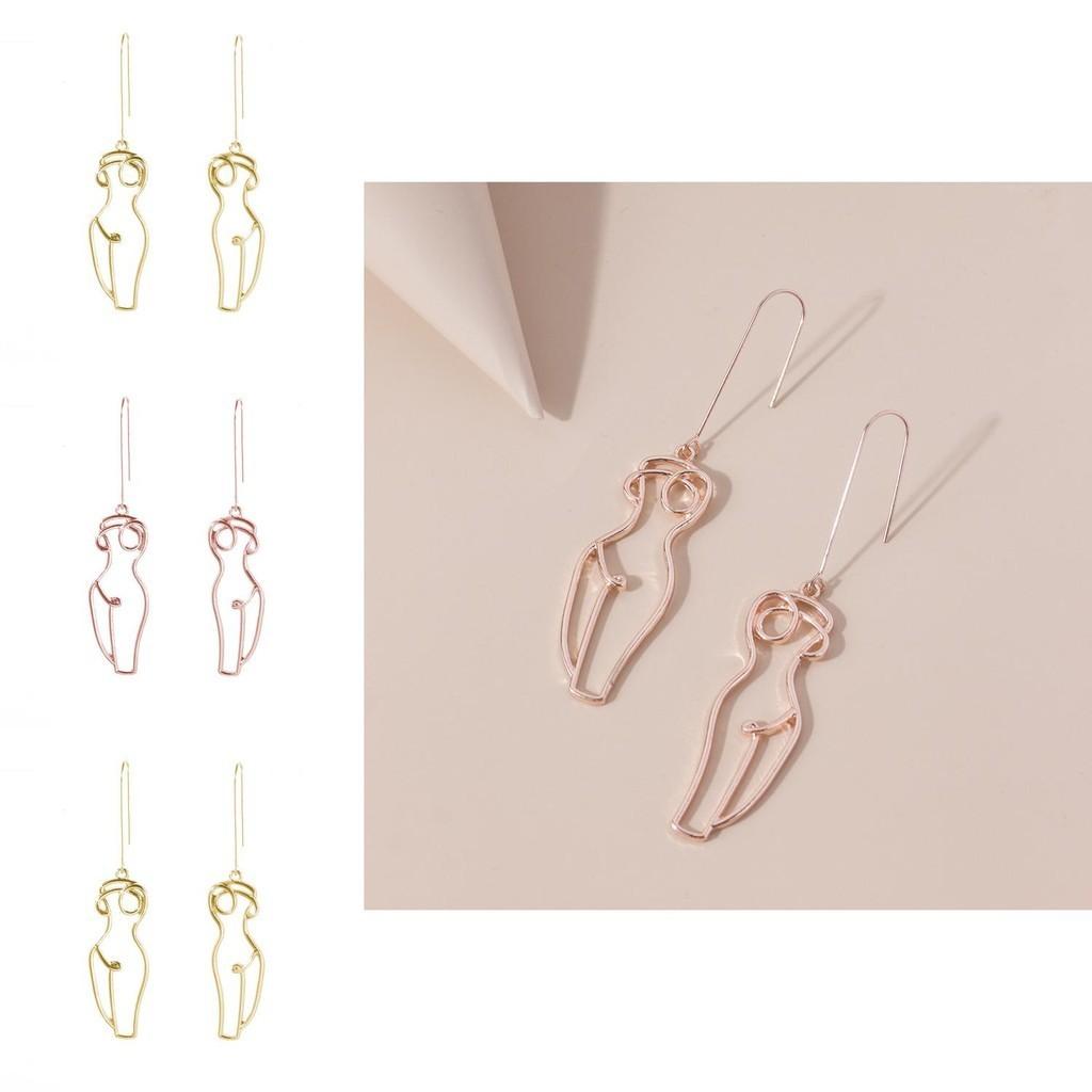Face Alloy Unique Outline Drop Earrings For Women 2021 Summer Collection