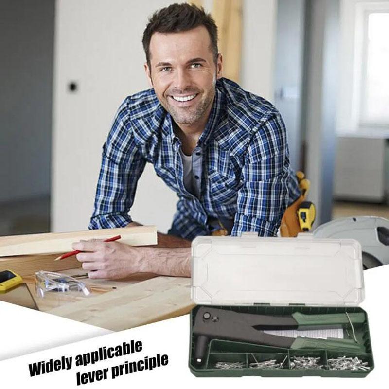 Hand Riveter Heavy Duty 9.5 Inch Hand Rivet Kit Professional Gadgets Drill Bit Set Rivnuts Assortment Riveting Supplies For