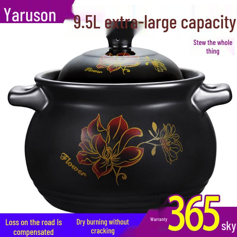 High-Temperature Resistant Large Capacity Ceramic Casserole and Soup Pot for Gas Flame