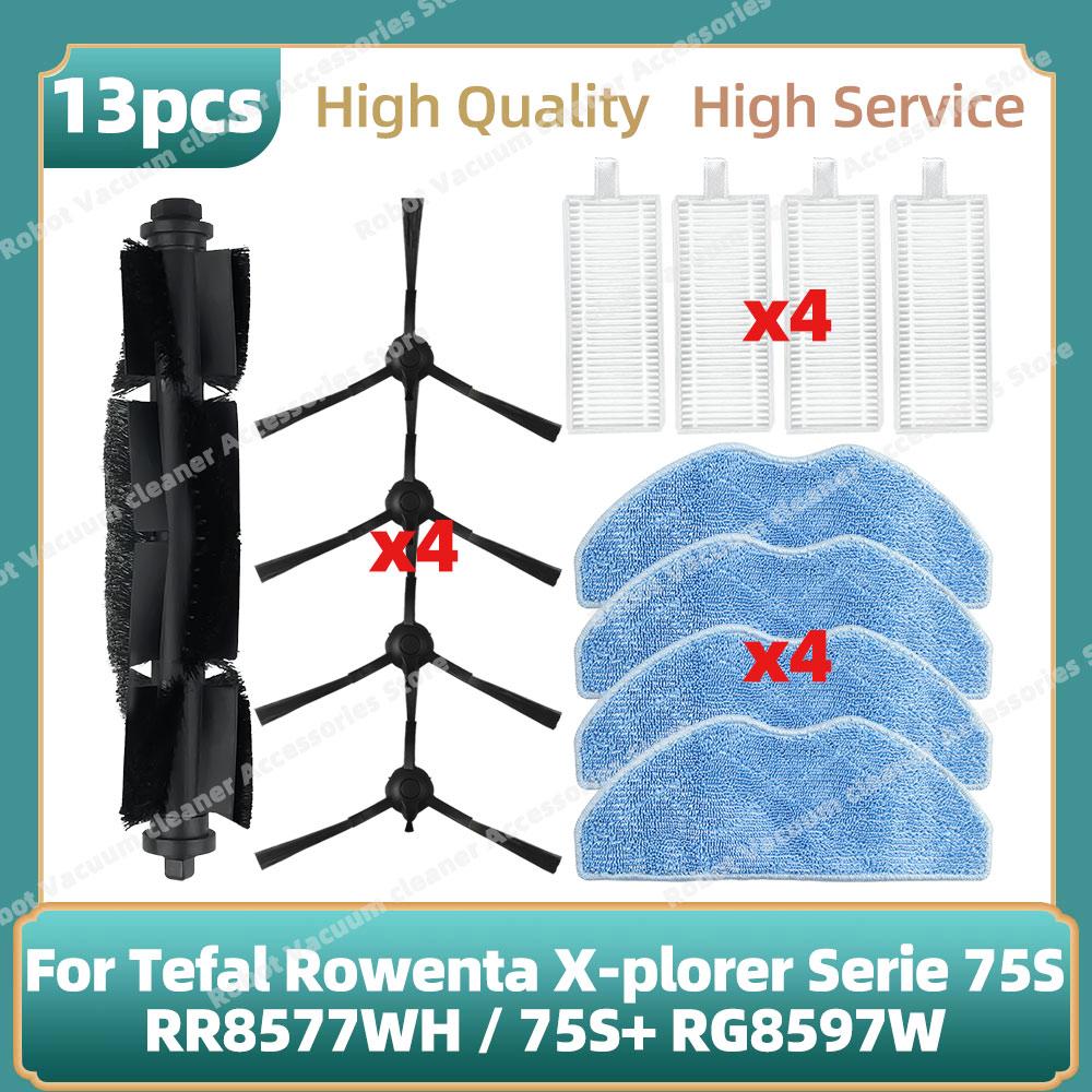Compatible For Tefal Rowenta X-plorer Serie 75S RR8577WH / 75S+ RG8597W Roller Main Side Brush Hepa Filter Mop Cloth Parts
