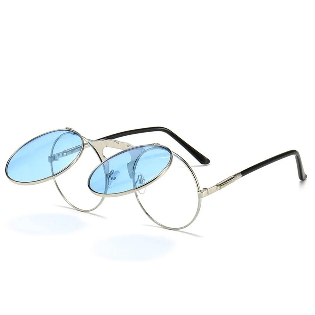 New Steampunk Sunglasses Round Metal Women Style Retro Flip Double Lens Sun Glasses Men Circle Trend Fashion Eyeglasses
