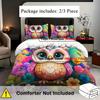 Owl Flower 3D Cartoon Print Bedding Cover Pillowcase Fantastic Colorful Style Comfortable Polyester Duvet Cover With Pillowcase