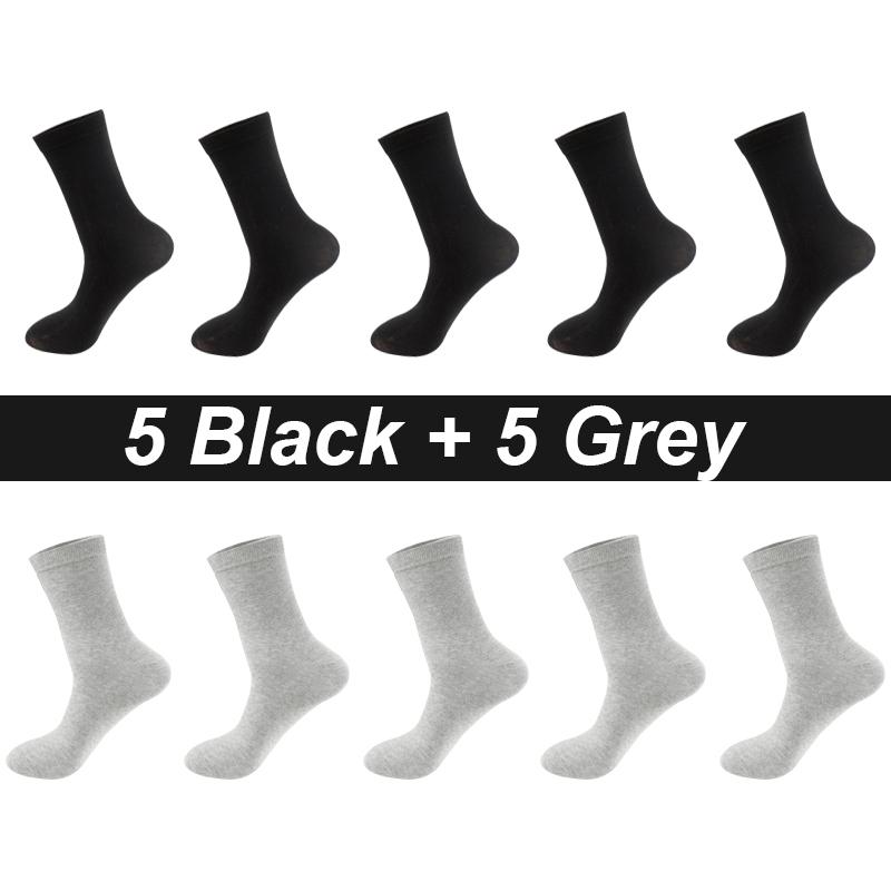 Lot de 10 paires de chaussettes pour homme en coton peigné, noires, décontractées, respirantes, de haute qualité, grandes tailles (38-48)
