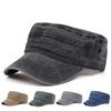 Casquette Militaire en Coton Lavé Vintage pour Homme Casquette de Cadet Rétro Usée à Visière Plate Réglable Casquette d'Armée pour Randonnée en Plein Air Voyage