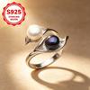 1pcs Adjustable opening925Pure silver ring for women, inlaid with shiny pearls, elegant and exquisite jewelry, versatile accessory suitable for daily