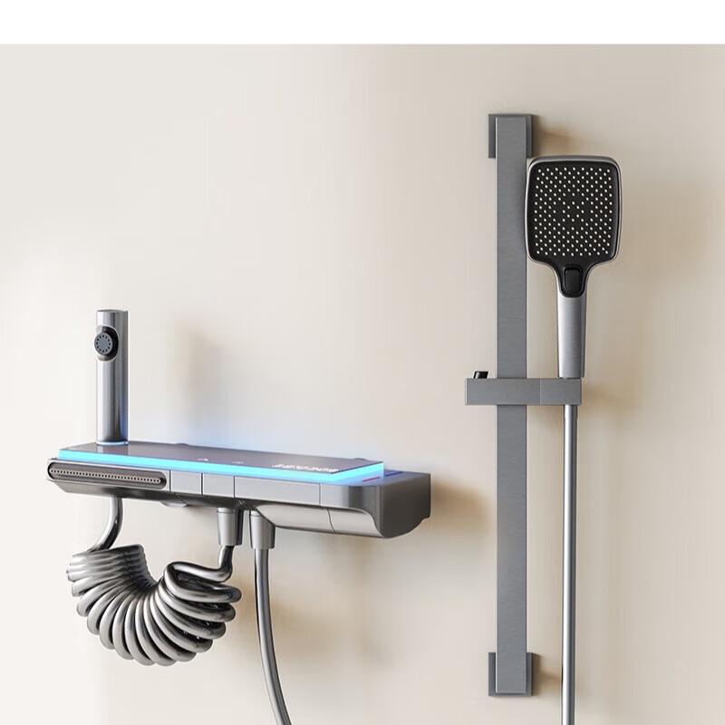 Minimalist Digital Display Shower System with Ambient Light