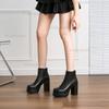 Chunky Heel Black Ankle Boots Women's Fashion Platform Thick Sole Leather Short Boots Casual Autumn Winter Combatable Booties