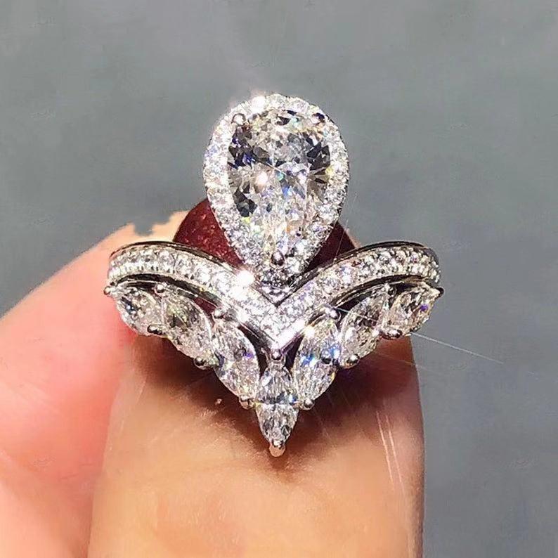 Viya Is On Sale, Popular Geometric Crown, Water Drop, Horse Eye, Zircon, Pear-Shaped Ring, Direct Supply.